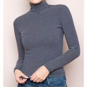 Brandy Melville Navy & White Striped Turtleneck